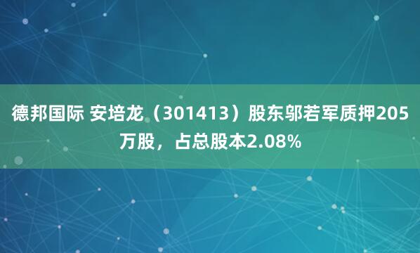 德邦国际 安培龙（301413）股东邬若军质押205万股，占总股本2.08%